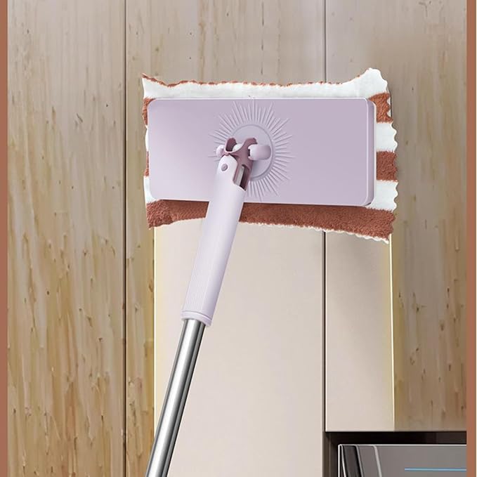 Reusable Mop | Rotating Head Long Handle with Cloths | Flat Mop with Washable Pads | for Home Kitchen Bathroom Bedroom Living Room Hardwood Laminate Tile Glass Window