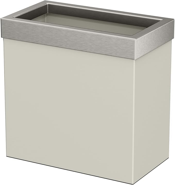 Gatco Small Bathroom Trash Can with Lid Rectangle 3 Gallon Stainless Steel Wastebasket Under Sink Matte Pearl and Satin Nickel for Bathroom Bedroom Office (1939SN)