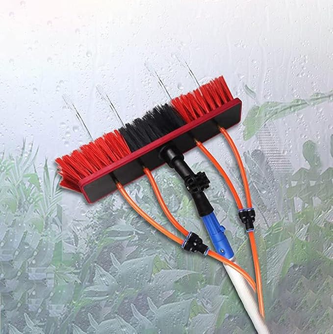 Telescopic Window Cleaner with 3~12m Rod and 50cm Brush Window Cleaning Pole Kit for Water Fed Cleaning Extendable for Solar Panel Washing