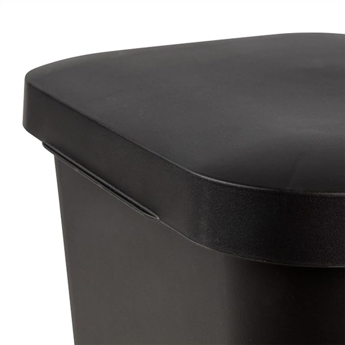 Sterilite 11.9 Gallon Rectangular Step On Kitchen Plastic Indoor Wastebasket with Wide Opening Lid and Comfort Handle for Home Black (8 Pack)
