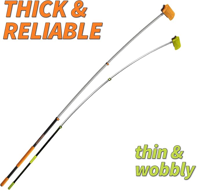 20 Foot High Ceiling Duster Kit and Scrub Brush with 4-12 ft Extension Pole // Telescoping Duster Window Squeegee and Cobweb Duster with Extension Pole // Interior and Exterior House Cleaning Brushes