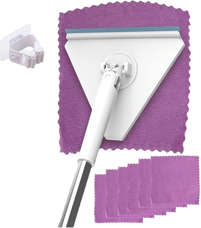 Hands-Free Wash Face Towel Triangular Mop Window Cleaning 360 ° Rotating Mini for Wet Wipes Household Tool(MOP 6PCS Cloth)