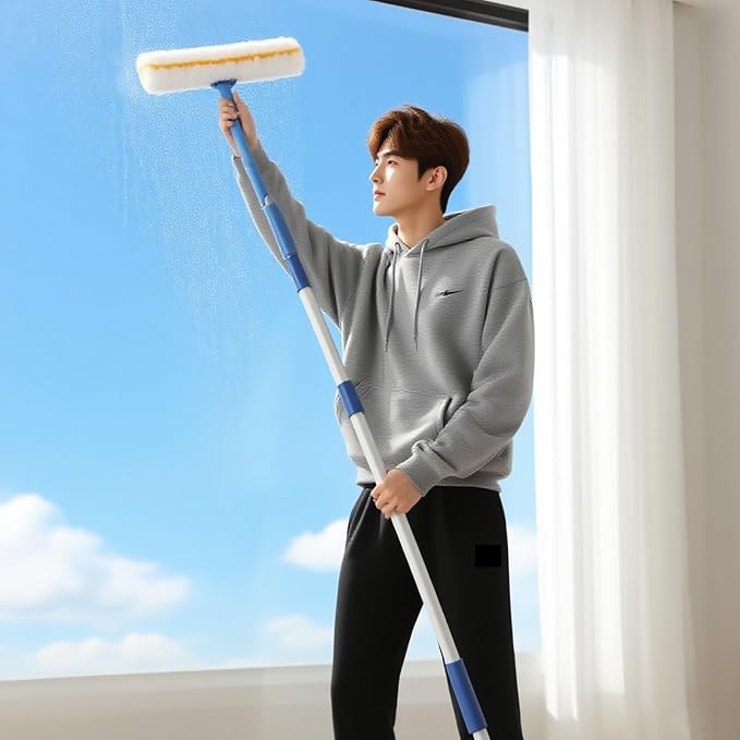 Ultra-Long Window Cleaning Set 16 20 23 26 30 33 40 Ft Concatenation Glass Washing Pole with Silicon Squeegee Windows Cleaner Tools for Shopping Centers(10m/32.8ft)