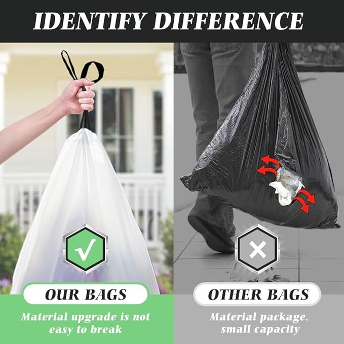 20 Gallon Large Drawstring Trash Bags 120 Counts Fit 20-21 Gal Trash Can Heavy Duty Tall Kitchen Garbage Liners Large Trash Bags Size Chart for Home/Office Outdoor Lawn &amp Leaf Bags White