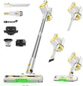 Cordless Vacuum Cleaner for Home Powerful Stick Vacuum with Rechargeable Battery Green Light Anti-Tangle Brush 6-in-1 Lightweight Handheld Vacuum for Pet Hair Hard Floor Carpet Yellow