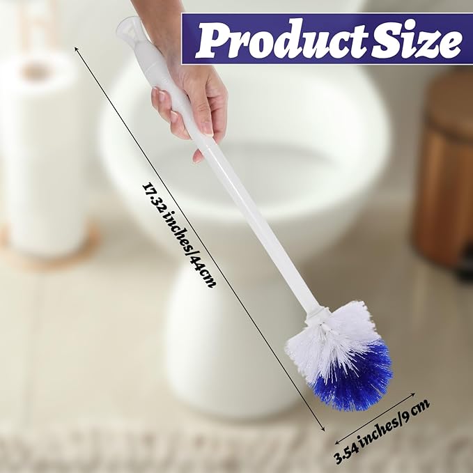 12 Pcs Toilet Brush 18.5 Inch Long Plastic Handled Toilet Bowl Cleaning Brush Soft Bristle Heavy Duty Long Scrubber for Household Bathroom Cleaning Supplies