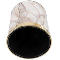 Cabilock Marble Pattern Wastebasket with Gold Ring Round Bathroom Trash Can Plastic Garbage Container for Home Living Room Office Use Sturdy Bathroom Waste Bin Plastic Waste Paper