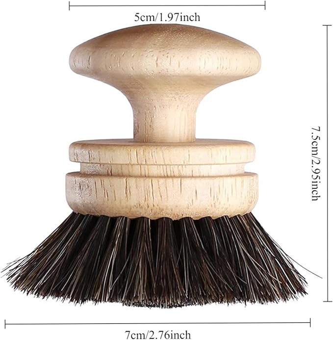 Natural Horse Hair Tableware Brush Environmentally Friendly Sisal Pot and Bowl Brush for Kitchen(Horse hair-L)