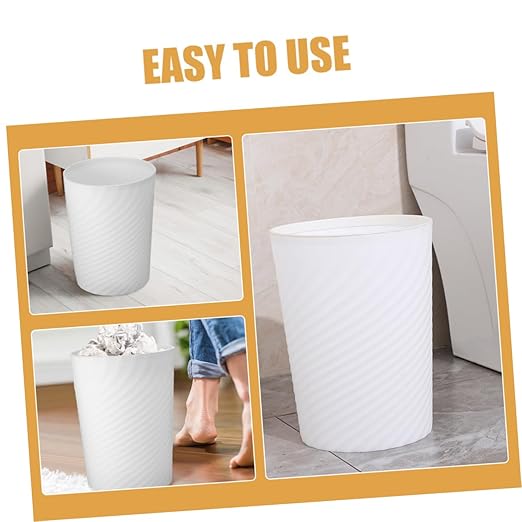 Plastic Trash Can Medium Wastebasket Bathroom Garbage Container Basket No Lid for Kitchen Office Bedroom Living