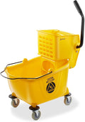 Dryser Commercial Mop Bucket with Side Press Wringer 26 Quart Yellow