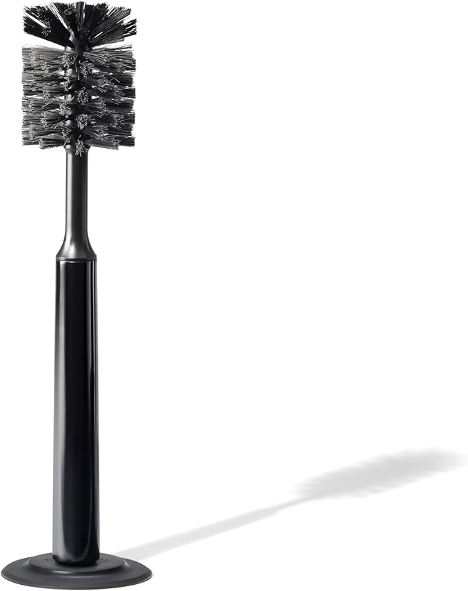 Ionic Bottle Brush Magnetized to Stand Upright Stainless Steel with Replaceable Head Onyx/Black
