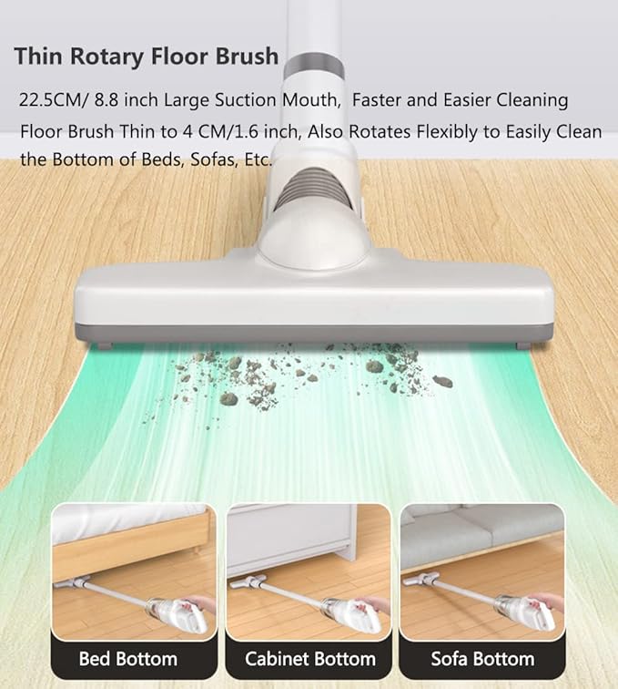 Aoun Cordless Rechargeable Stick Vacuum Cleaner with Bed Vacuum 2-in-1 Mattress Vacuum and Handheld Vacuum 15000pa Suction Upright Vacuum with HEPA Filter Household Stick Vacuum for Hardwood Floor