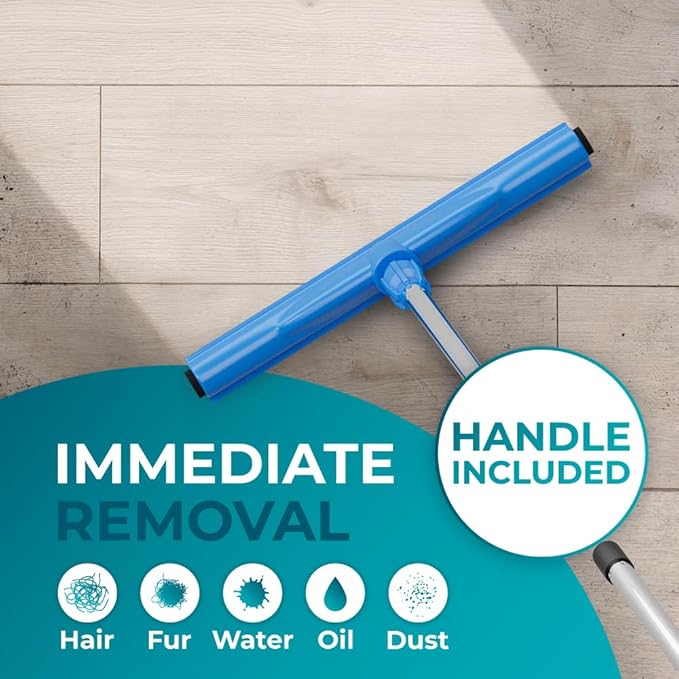 HeloMor 2 Pack 17” Floor Squeegee Broom Scrubbing Brush with Telescopic Long Handle for Garage Patio Deck Tile and Shower | 62 Large Floor Squeegee for Concrete Floor | Shower Telescopic Squeegee