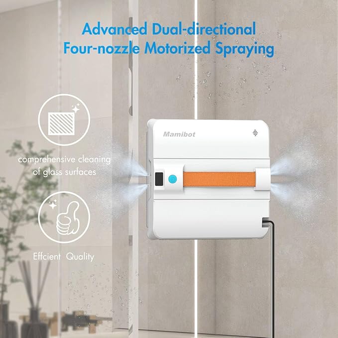 Mamibot W120-DP Robot Window Cleaner - 3200Pa Strong Suction Multiple Cleaning Modes4 Water Spray NozzlesEdge Detection TechnologyApp&ampRemote Control(Grey)