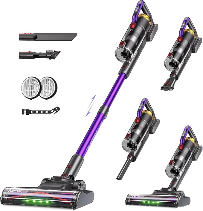 UNINELL HOME UV2 Cordless Vacuum Cleaner 48000Pa/550W Vacuum Cleaners for Home Lightweight Stick Vacuum with 65Mins Runtime Self-Standing&ampWall Mount Charging Tangle-Resistant Vacuum for Pet Ha
