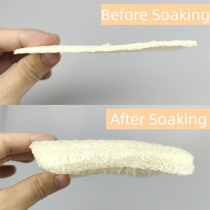 50 Pack Natural Loofah Dish Sponge Multipurpose Non-Scratch Luffa Kitchen Scrub Pad for Cleaning Kitchen Bathroom and Household