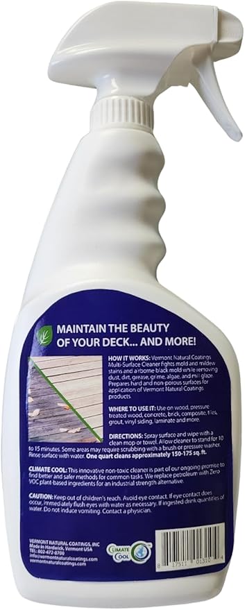 Vermont Natural Coatings Multi-Surface Cleaner Unscented 32 Fl Oz Liquid Fights Mold and Mildew