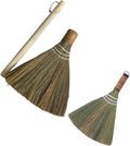 Artibetter 2pcs Hand-Woven Soft Broom Set with Detachable Handle Small Whisk and Large Indoor Dust Removing Brooms for Household Cleaning