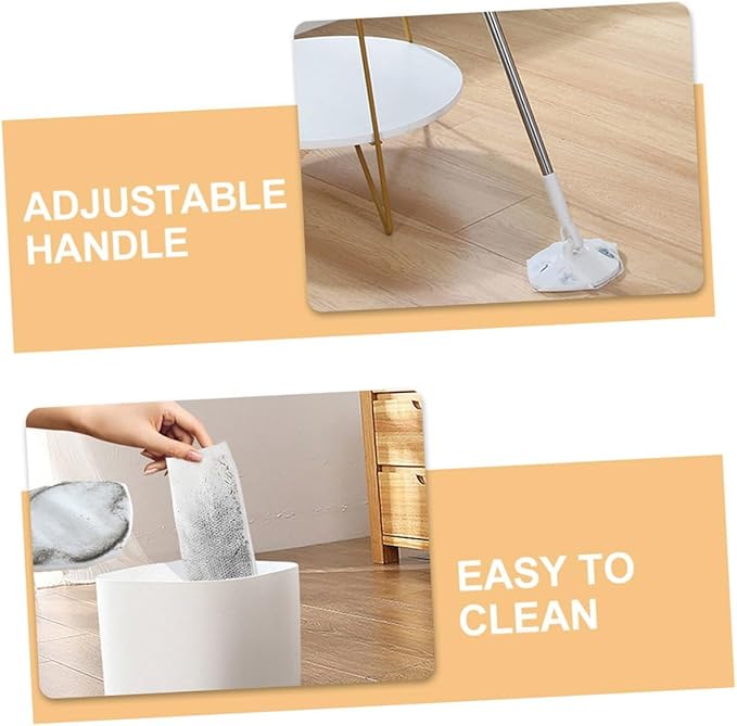 Rotating Dust Mop for Hardwood Floors with Washable Pads Triangle Shape Lazy Household Mop Set with Dry Cleaning Cloth for Efficient Dust Removal