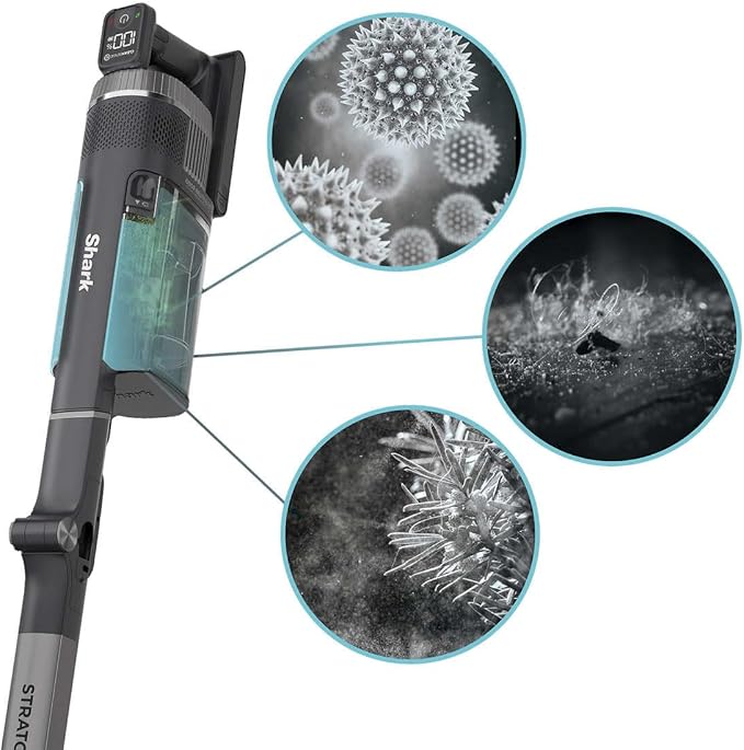 Shark UZ865H Stratos Cordless Vacuum with Clean Sense IQ DuoClean PowerFins HairPro Includes Duster Crevice Tool &amp Anti-Allergen Brush Up to 50 Minute Runtime Gray (Renewed)