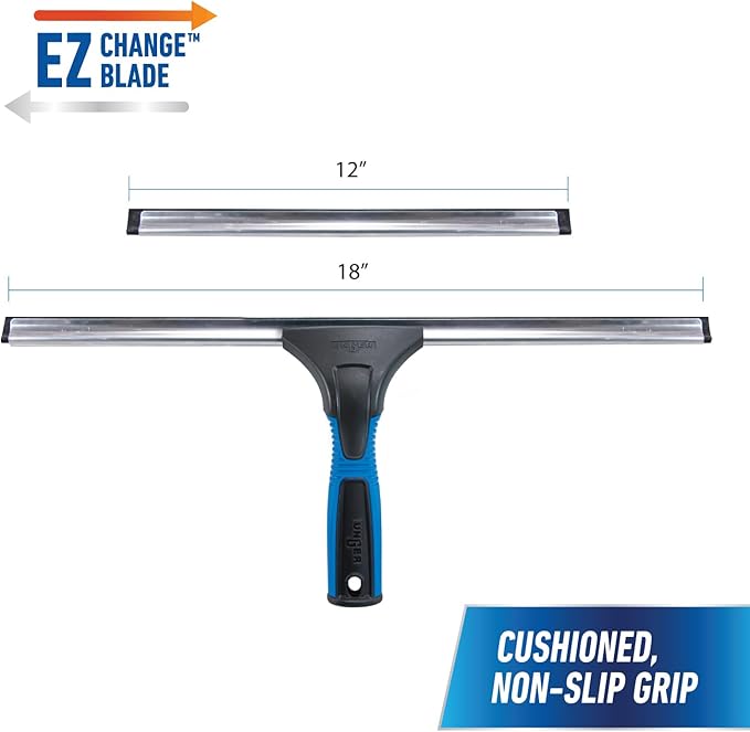Unger Professional Connect and Clean 18” EZ Change Window &amp Glass Cleaning SqueegeeLarge-and Small WindowsRubber Blade Tool for Streak-Free ResultsIncludes 12” Channel(Pack of 6)