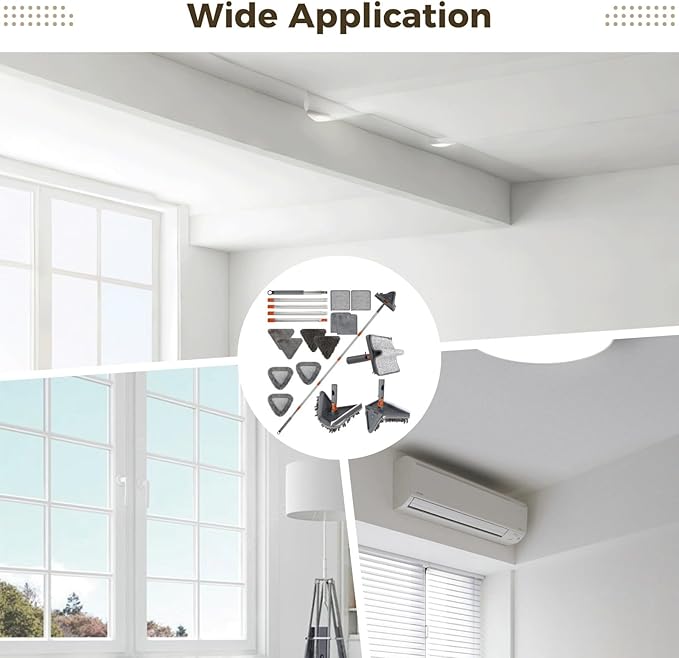 Mop for Wall Cleaning with Long Handle 2-in-1 Design Squeegee 11 Washable Pads