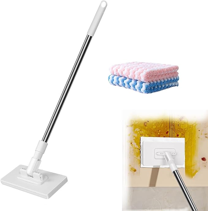 Mini Foldable Desktop MopOne-Button Disassembly for Narrow Gap CleaningDry &amp Wet Use Wall &amp FloorNo Wash Design for Kitchen Bathroom &amp More(1pc+8*Cloth)