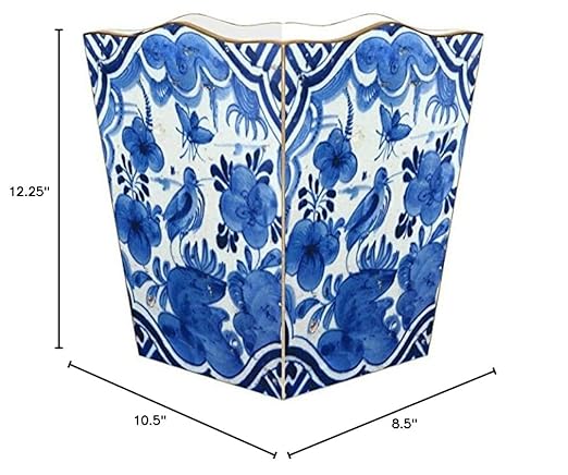 Marye-Kelley WB501-Blue Delft Bird Wastepaper Basket