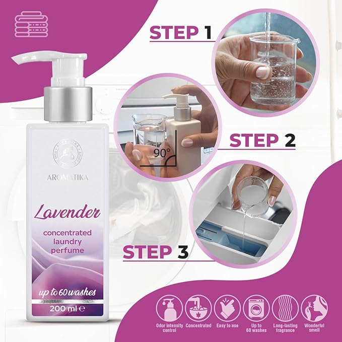 Concentrated Laundry Perfume Lavender 200ml - Liquid Perfume Laundry - Linen Freshener - Laundry Scent Booster - Cotton Perfume - Washing Fragrance - Flower Scent