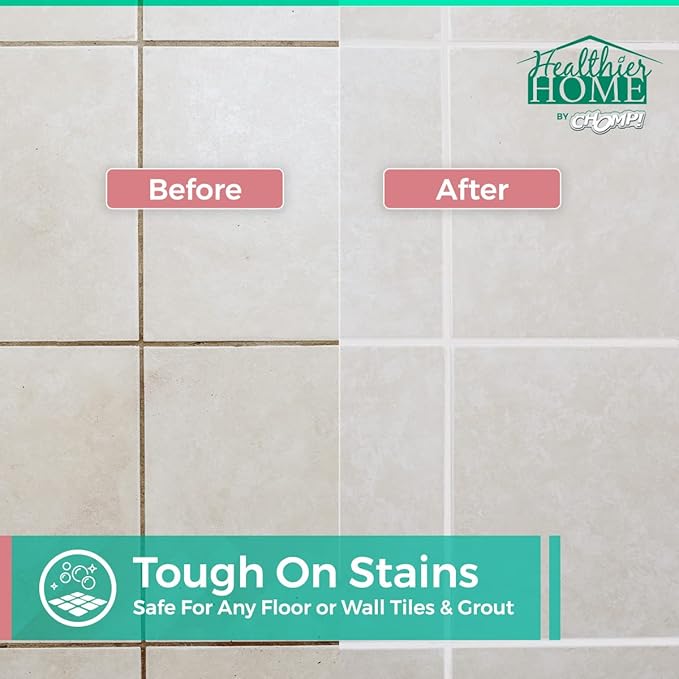 CHOMP! Grout Cleaner Bundle Includes Grout Brush Refreshes Grout and Removes Stains on Tile Floors and Bathroom Walls &amp Kitchens (3 Pack Set)
