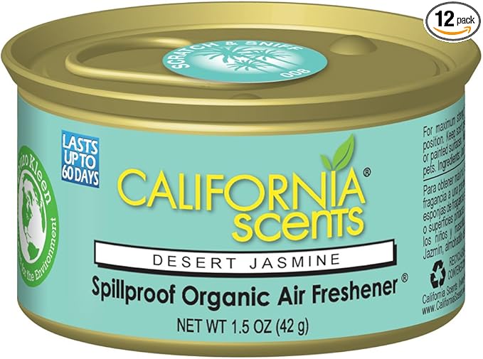 California Scents Spillproof Can Air Freshener Eco-Friendly Odor Neutralizer for Home Car Much More Desert Jasmine 1.5 oz 12 Pack