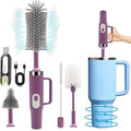 5 in 1 Electric Bottle Brush Cleaner Compatible Stanley Bottle Brush Straw Cleaner Multifunction Rechargeable IPX6 Waterproof Extra Long Design for Stanley Cup Sports Bottle and More (Purple-1)