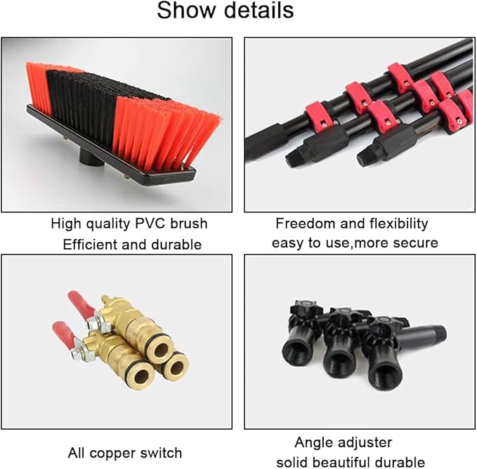 Window Cleaning Brush Water Fed Pole Kit Solar Panel Cleaning Equipment Tool Photovoltaic Module Cleaning Tool The Length of The Telescopic Rod Can Be Adjusted Freely