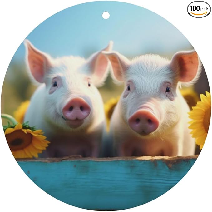 100 PCS Hanging Car Air Freshener Double Sided Cute Pigs Automotive Interior Decor Autumn Sunflowers Car Accessories for Women Men Lavender Scented