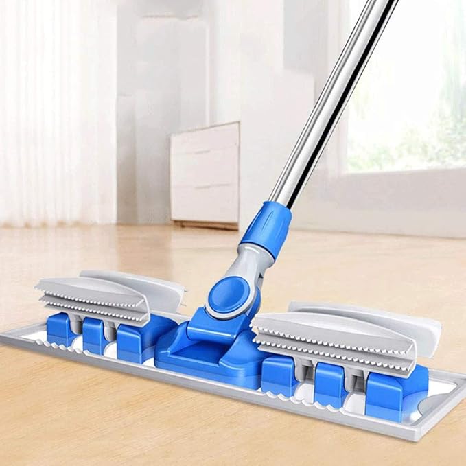 Microfiber Hardwood Floor Mop 7 Washable Reusable Flat Mops Cloths Pads for Wet or Dry Cleaning(Blue)