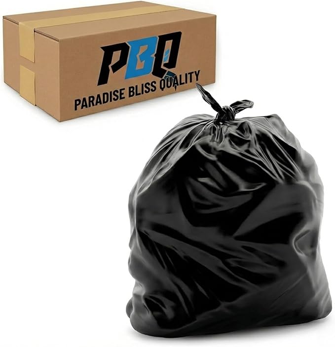 Large Black Contractor Bags 38x58 for Industrial Yard Waste Lawn &amp Leaf and Construction Garbage Can Liners Made in the USA (3 Mil 50 Count) 55 Gallon Heavy Duty Trash Bags