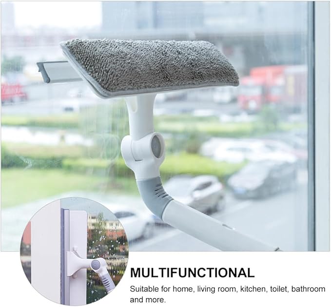 Telescopic Window Cleaning Wiper Dual-Sided Scraper 180° Rotary Mop Multi-Purpose Glass Cleaner for Indoor/Outdoor Use Suitable for Home and Office