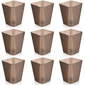 Hoolerry 9 Pieces Garbage Can 2 Gallon Small Trash Cans Bulk Bathroom Trash Bin Plastic Wastebasket Square for Bedroom Slim Bathroom Trashcan Small Container for Kitchen Office Home(Brown)