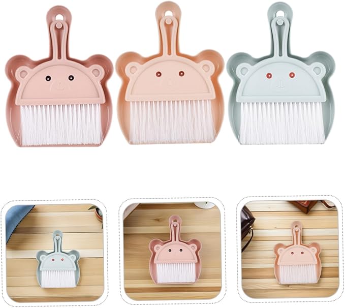 Small Broom and Dustpan Set 6pcs Mini Desktop Cleaning Brush Combo Portable Handheld Dustpan and Brush for Keyboard Bookshelf Office and Home Use