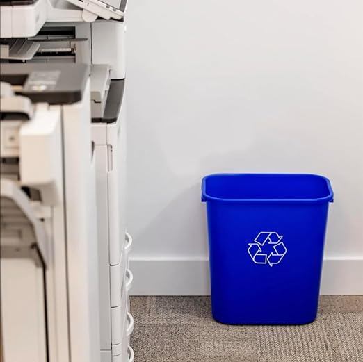 Rectangular 7 Gallon Commercial Office Trash and Recycling Combo Bins Wastebasket Deskside Bins for Office Kitchen Under Desk Garage (Trash Recycling Organics 7 Gallon)