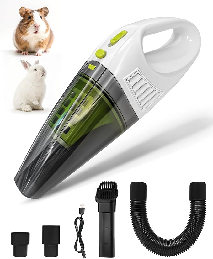 Guinea Pig &amp Rabbit Vacuum Cleaner Poop: Extended Capacity Cordless Cleaner for Pet Cages – Tackle Daily Messes of Guinea Pig Bunny Bird Reptile &amp Other Small Animals - White