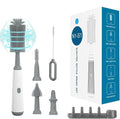 Electric Baby Bottle Brush Cleaner with Extended Handle &amp Drying Holder Baby Bottle Brush Set with Silicone Bottle/Nipple/Crevice/BrushStraw CleanerLifesaver Automatic Bottle CleanerGray