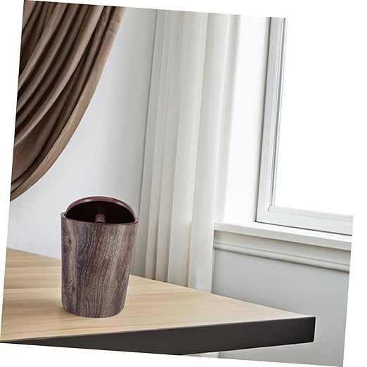 Mobestech Retro Wood Grain Plastic Trash Can Large Capacity Wastebasket for Bedroom Kitchen Office Bathroom Aesthetic Appeal Spacious Design for Spaces