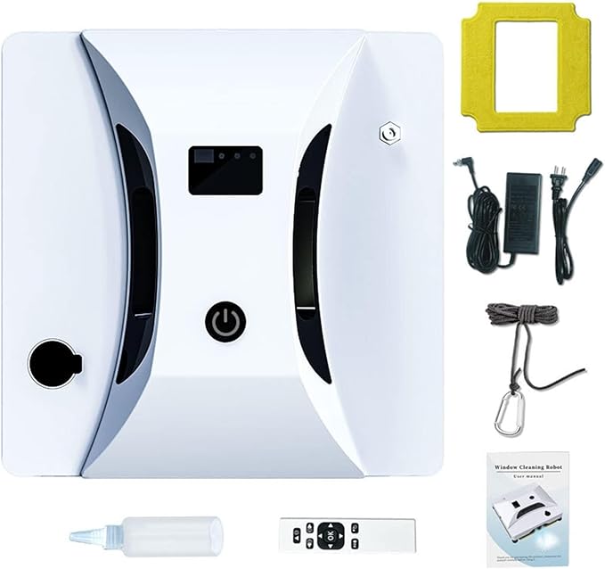 Robotic Window Cleaner with Remote Control Auto Water Spray Voice Output for Glass Tile &amp Mirrors