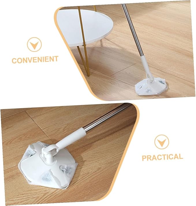 SECFOU Electrostatic Dust Mop with Rotatable Long Handle Flat Floor Sweeper and Dust Mop Pads Set Dry and Wet Cleaning for Indoor Household Floors with Facial Cleansing Paper Included