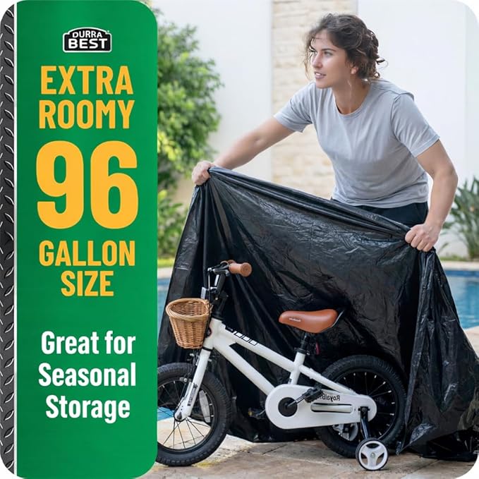 95-96 Gallon Heavy Duty Trash Bags – 1.4 Mil Extra Large 61 x 68 Garbage Bags for Rollaway Cans &amp Large Outdoor Trash Bins – Tear &amp Leak Resistant Commercial Liners – 40 Count Black Made in