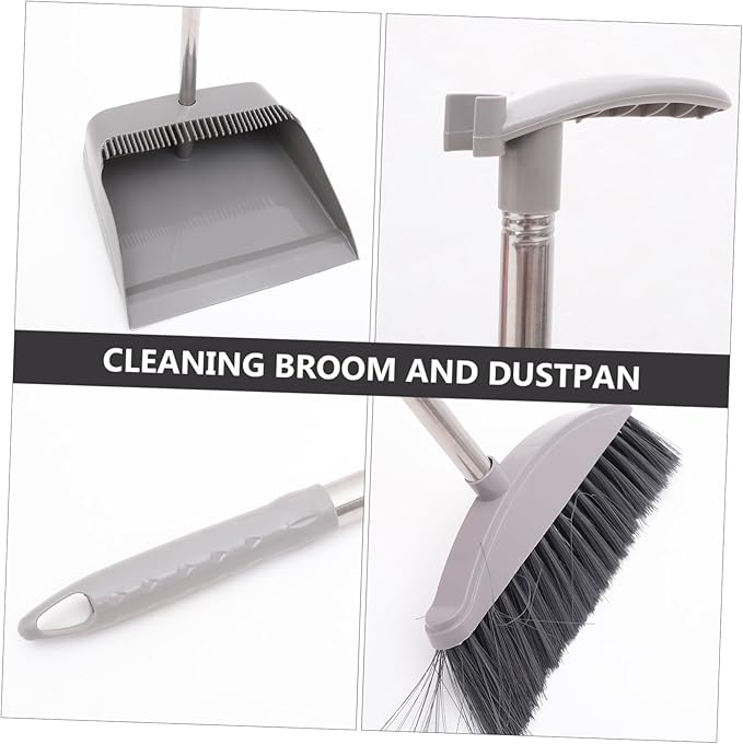 1Set Long Handle Broom and Dustpan for Home Soft Bristles Cleaning Accessories Durable and Ergonomic Design for Effortless Floor Sweeping