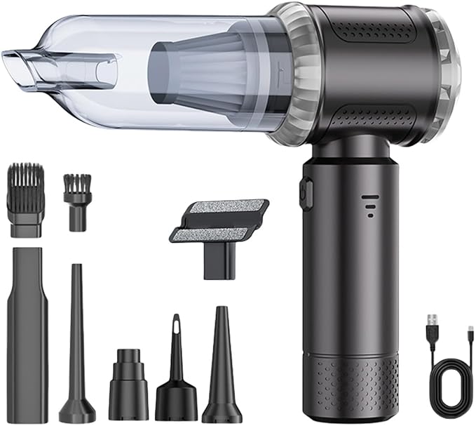 Powerful 22000Pa Wireless Handheld Vacuums Cleaner with 6000mAh Battery and 8 Accessories for Car Upholstery Home Office