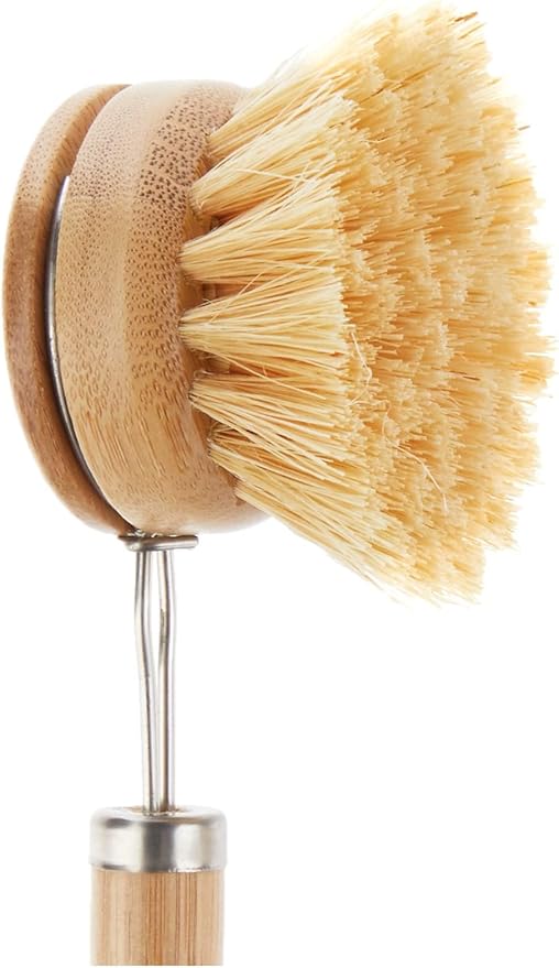 Tieralia Bamboo Dish Brush Gift Set – 5-Piece Kitchen Cleaning Set with Bottle Brush Round Scrub Brush Palm Brush &amp 2 Plant-Based Sponges | Wooden Handle Cleaning Tools for Dishes &amp Surfaces