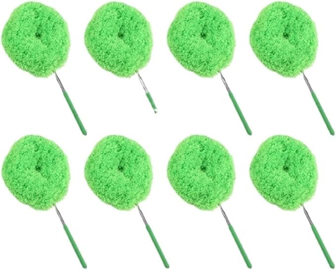 Reusable Microfibre Ceiling Fan Duster Dusting Dust Blade Cleaning Adjustable Length Household Tool(Green-8PCS)